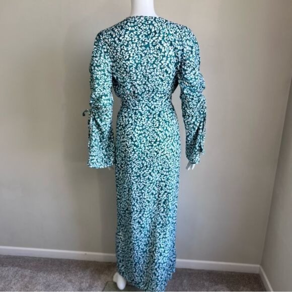 Standards and Practices Violeta Ruched Sleeves Wrap Maxi Dress - M - Picture 4 of 10